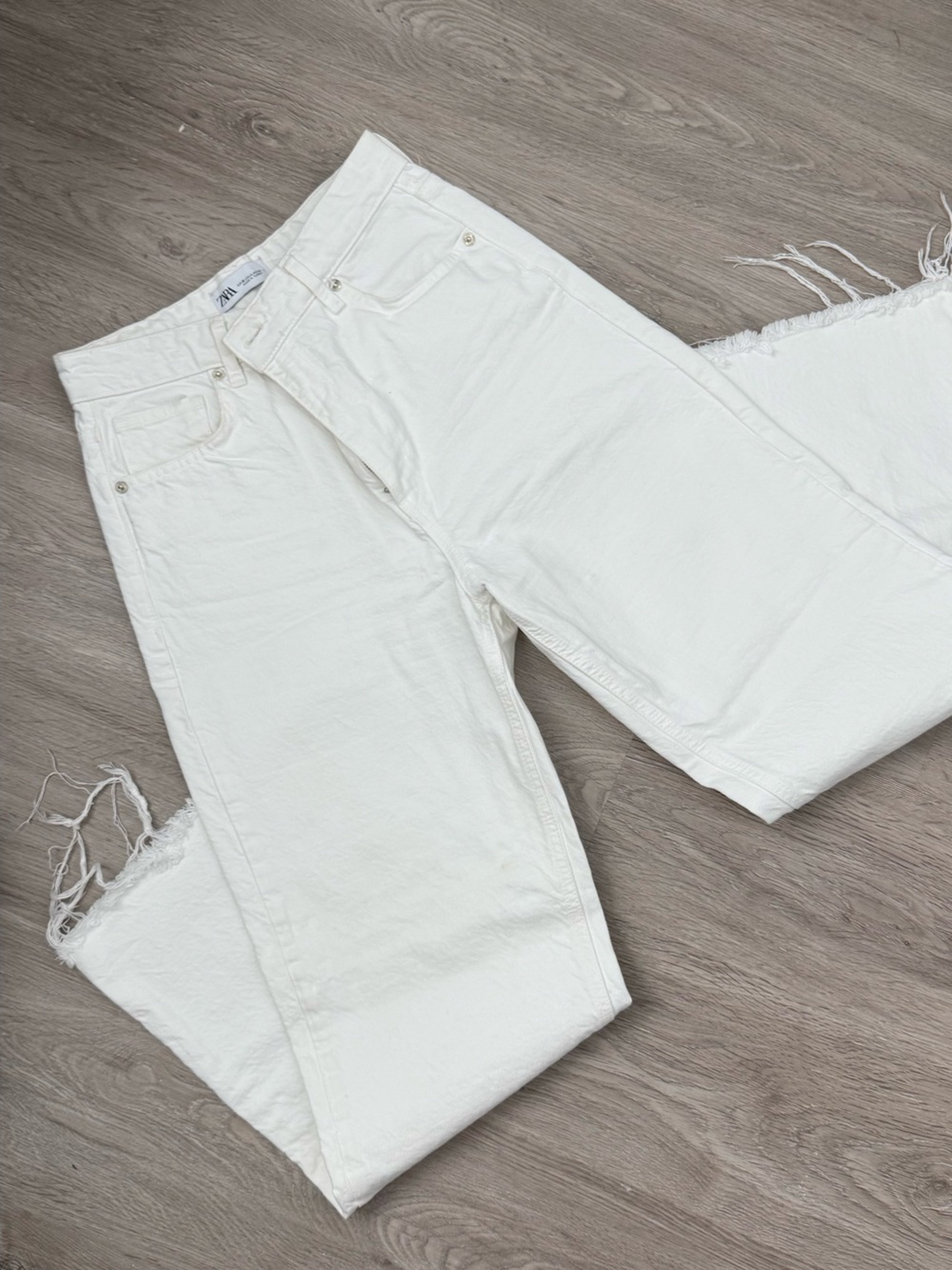 Zara White Denim Jeans High Waisted